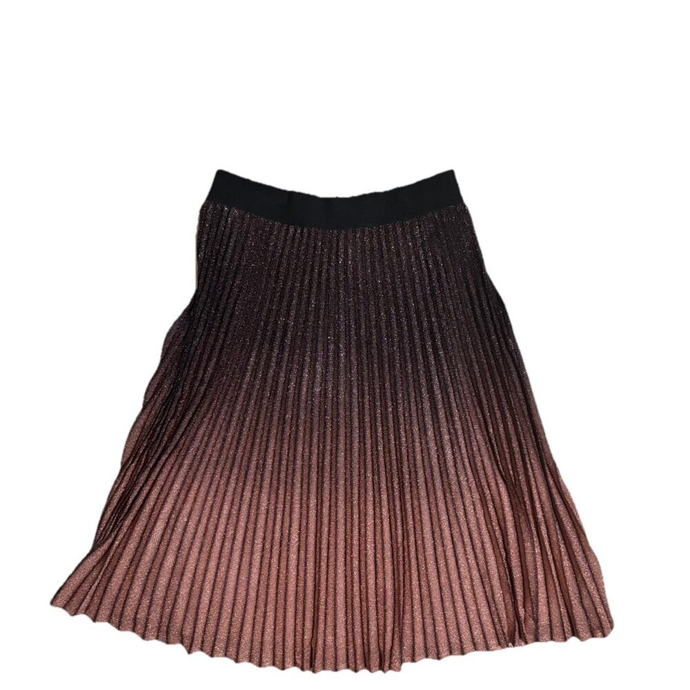 Tahari Ladies Skirt Black & Nude Ombré Pleated With Wide Waist Band Size M $128